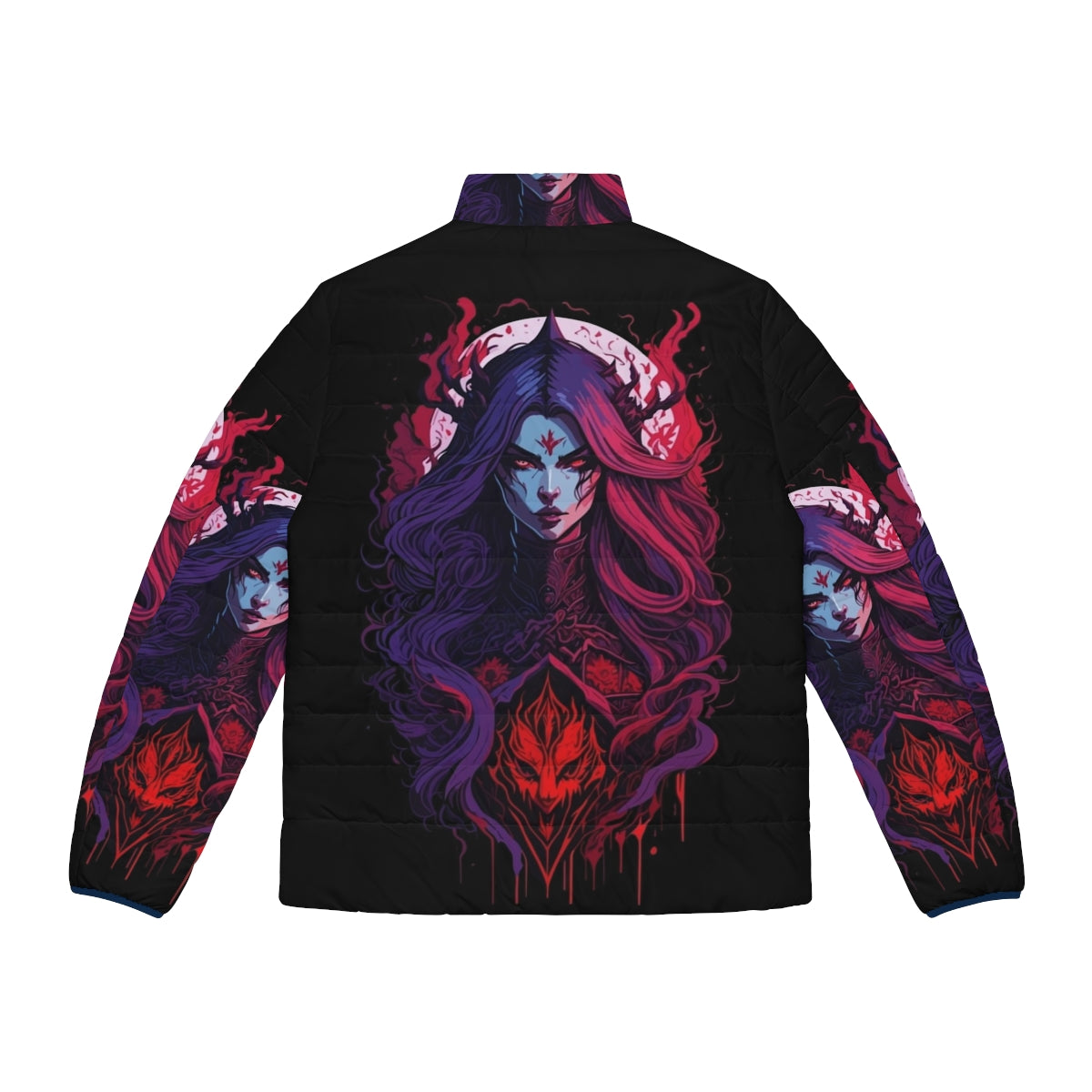 Castlevania Vampiress Queen Carmilla Puffer Jacket with focus keyword - Back