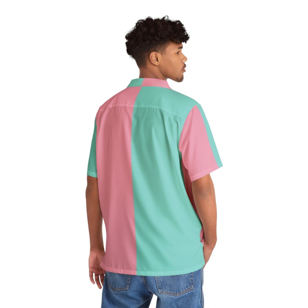 Pastel Geometric Half Pink and Blue Hawaiian Shirt - People Back