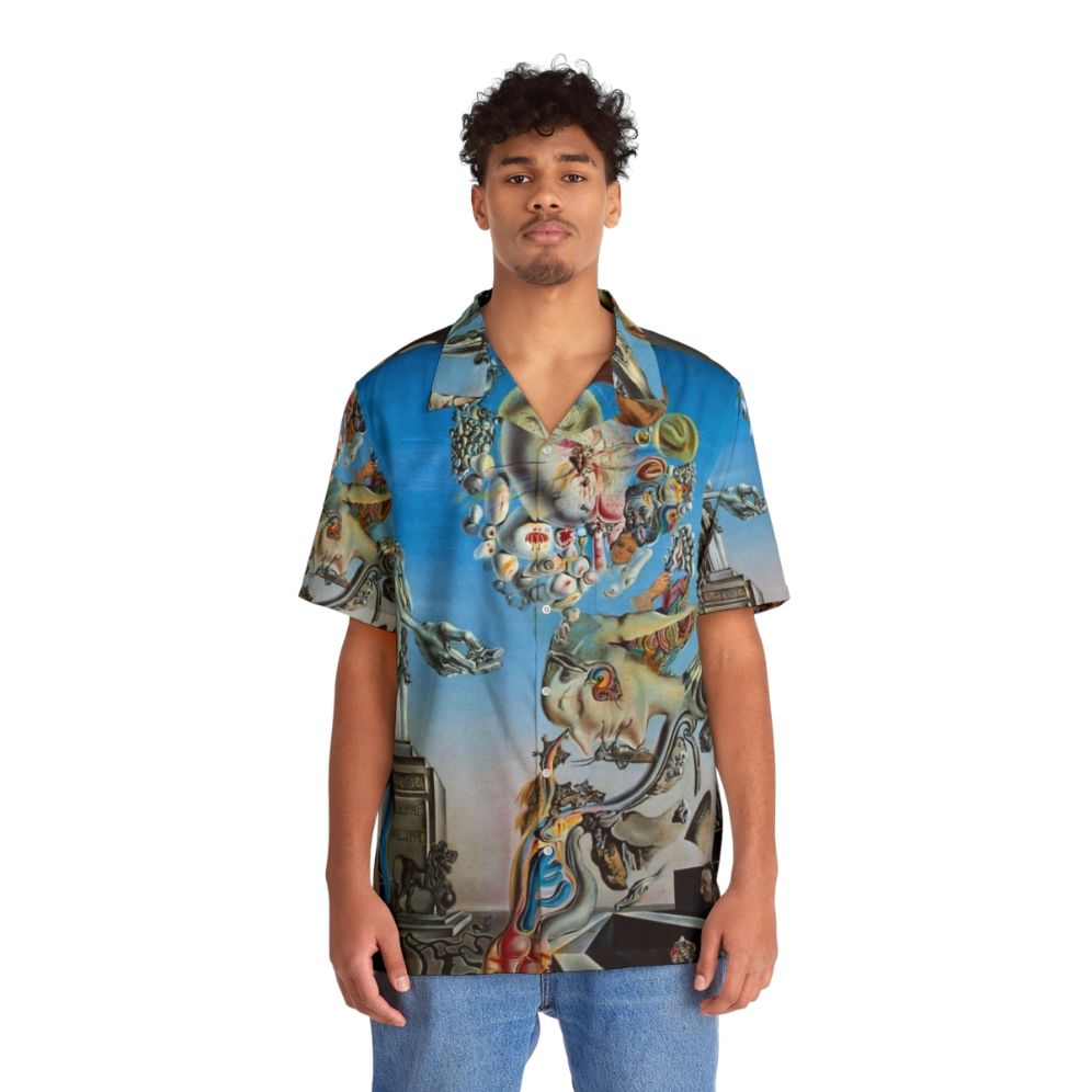 Surreal Hawaiian shirt with Salvador Dali-esque desert landscape design - People Front