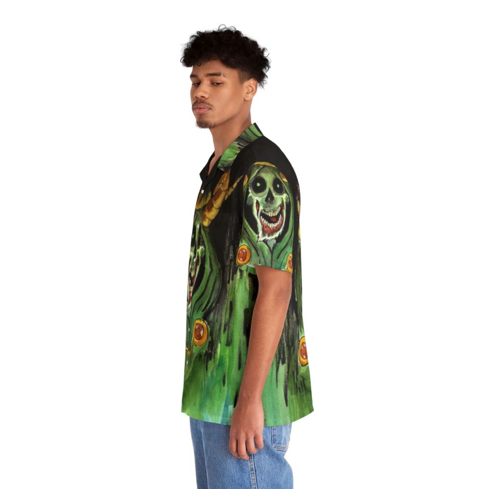 Lich-themed Hawaiian shirt with skulls and zombie elements - People Left