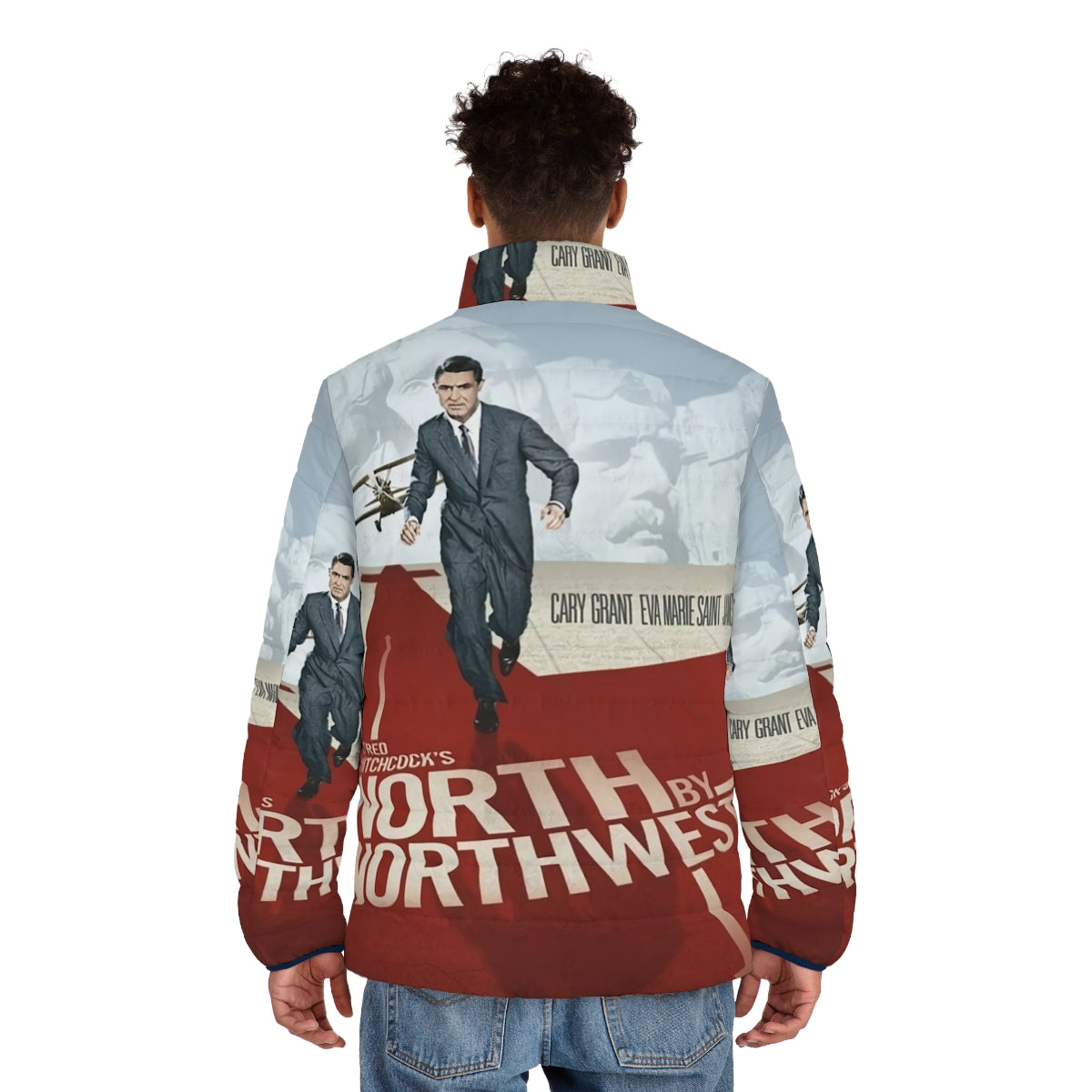 Retro puffer jacket inspired by the iconic 1959 film "North by Northwest" - men back