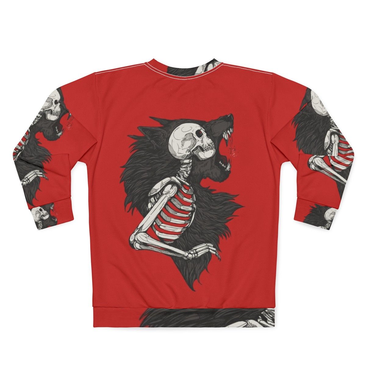 Lilith's Brethren Gothic Horror Sweatshirt with werewolf, skeleton, and vampire elements - Back