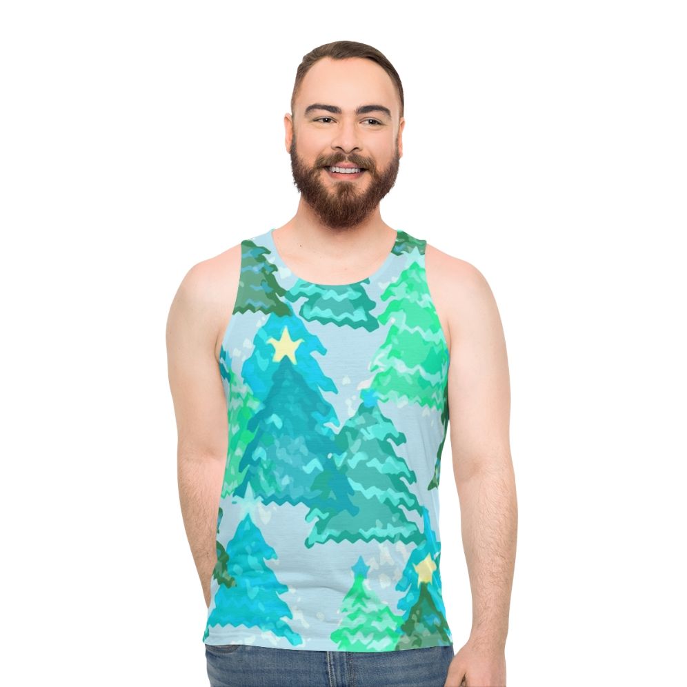 Wintergreen Christmas trees unisex tank top - men