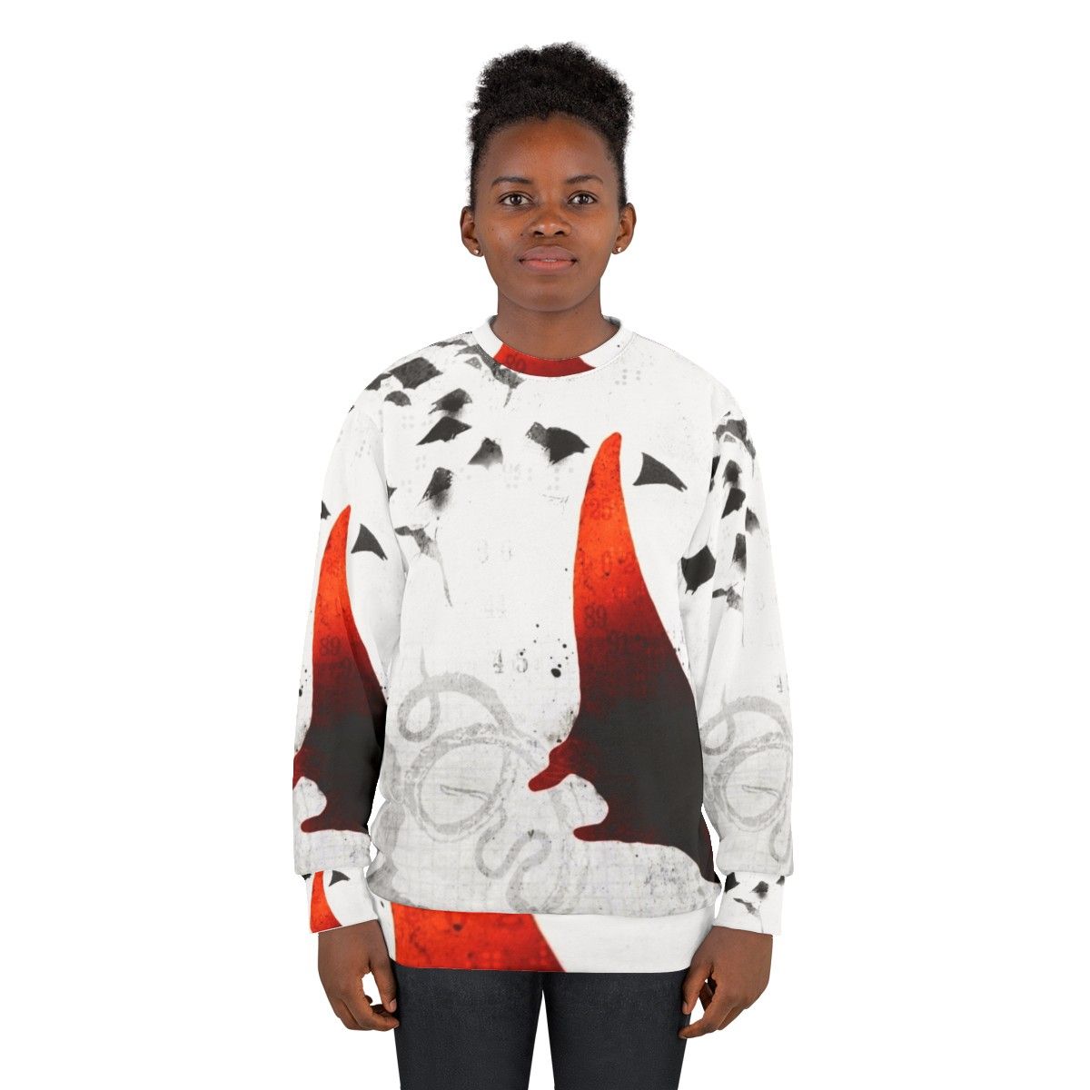 Manta Ray Red Sweatshirt with Gritty Ocean Sealife Design - women