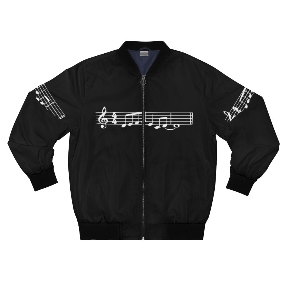 Black bomber jacket with "The Lick" jazz music meme design featuring Adam Neely