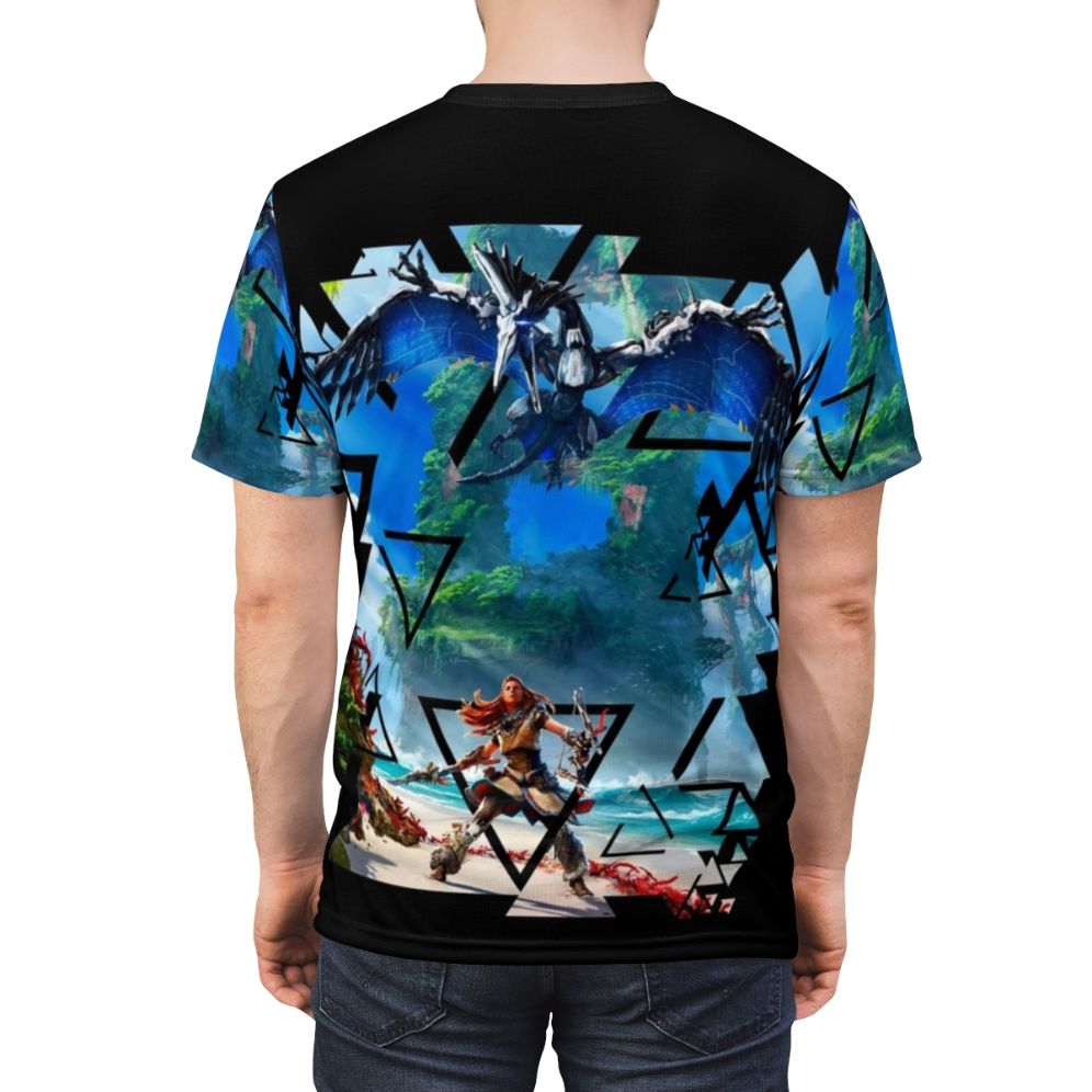 Horizon-Inspired Gamer T-Shirt featuring the protagonist Aloy and the Forbidden West world - men back