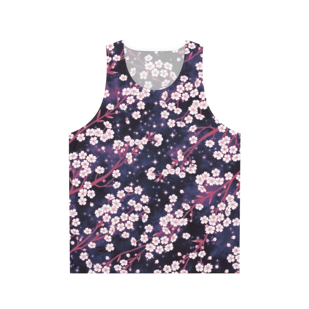 Sakura Galaxy Unisex Tank Top with Celestial Floral Design