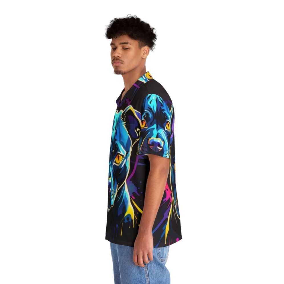 Neon Pitbull Dog Hawaiian Shirt - People Left