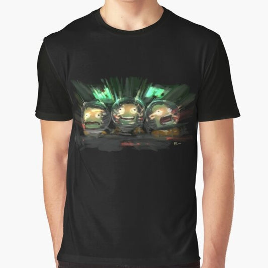 Kerbal Space Program inspired graphic t-shirt featuring the iconic Kerbal design