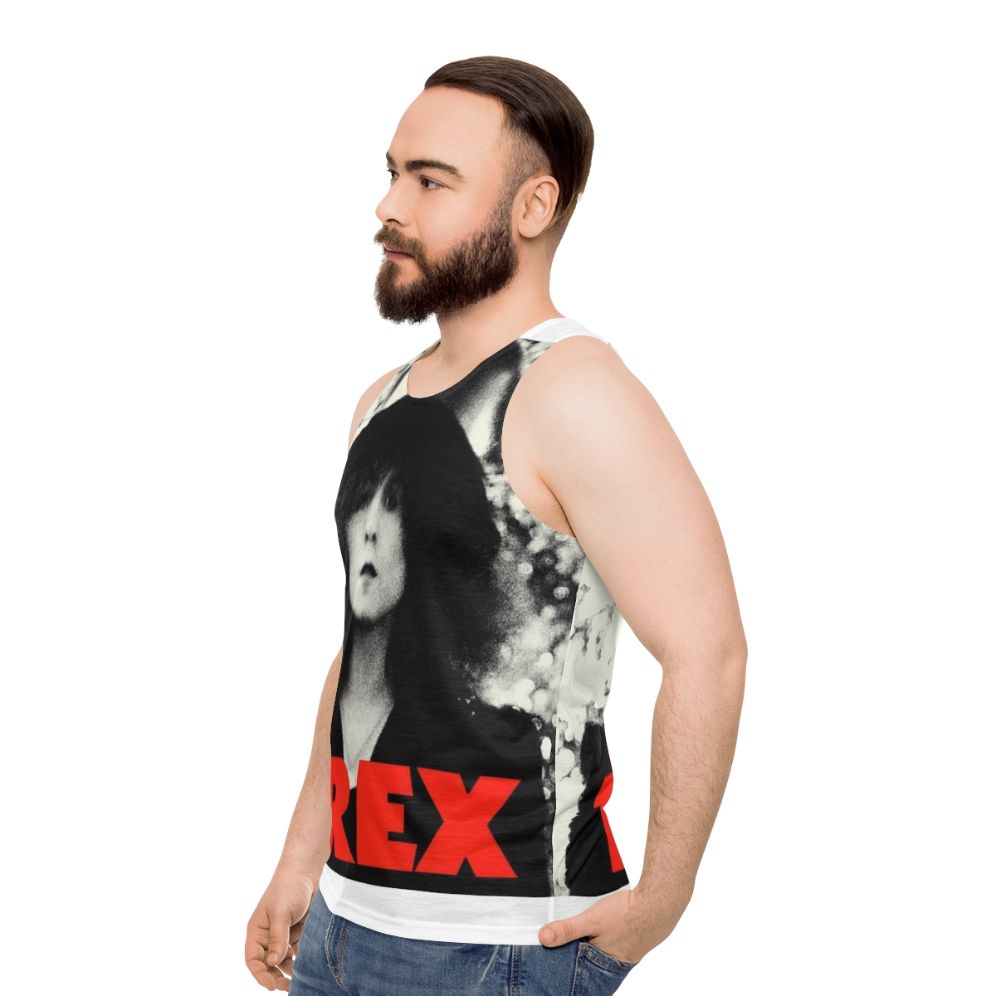 T-Rex Unisex Tank Top featuring the iconic dinosaur design - men side