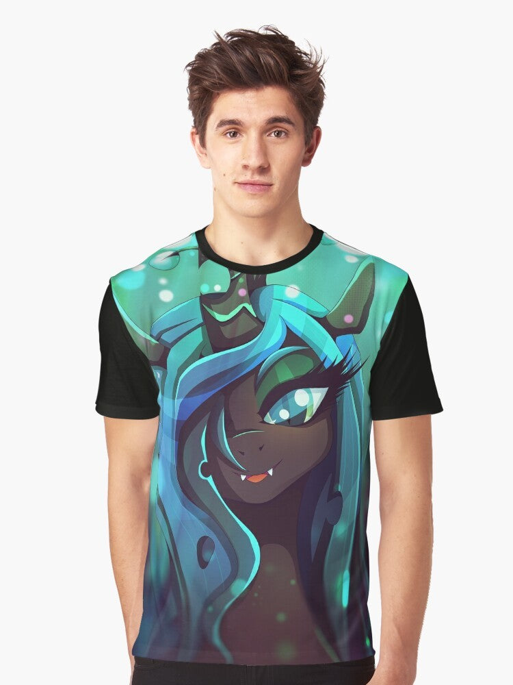 Queen Chrysalis, the changeling from My Little Pony, featured on a graphic t-shirt - Men