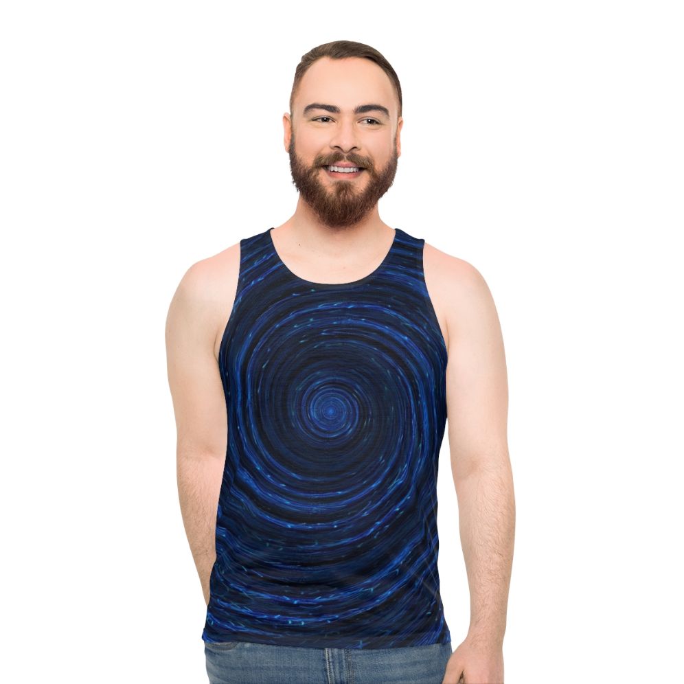 Unisex tank top with abstract ocean wave design - men