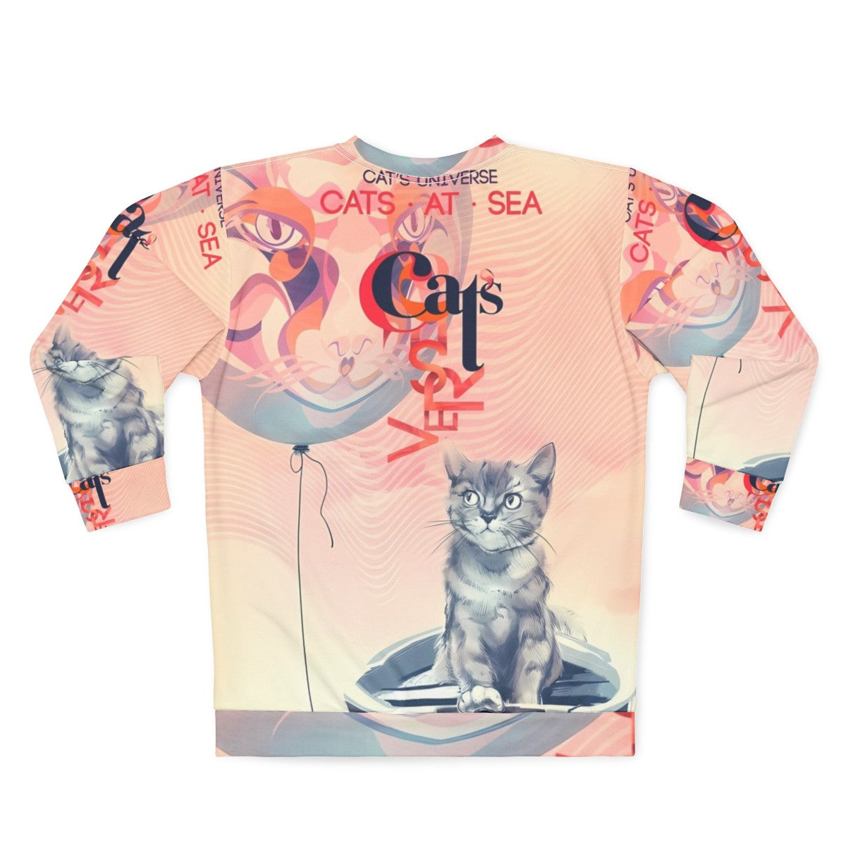 Sweatshirt with hand-drawn cat in a fantasy universe - Back