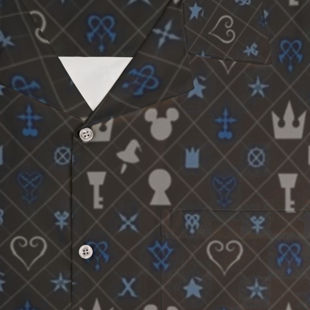 Kingdom Hearts inspired Hawaiian shirt with KH pattern design - Detail