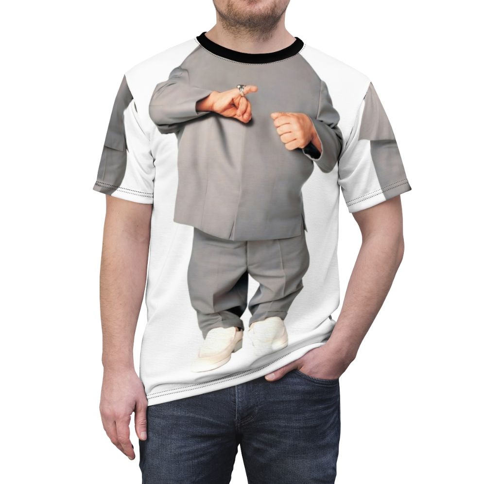 Funny Mini Me inspired t-shirt with optical illusion design - men front