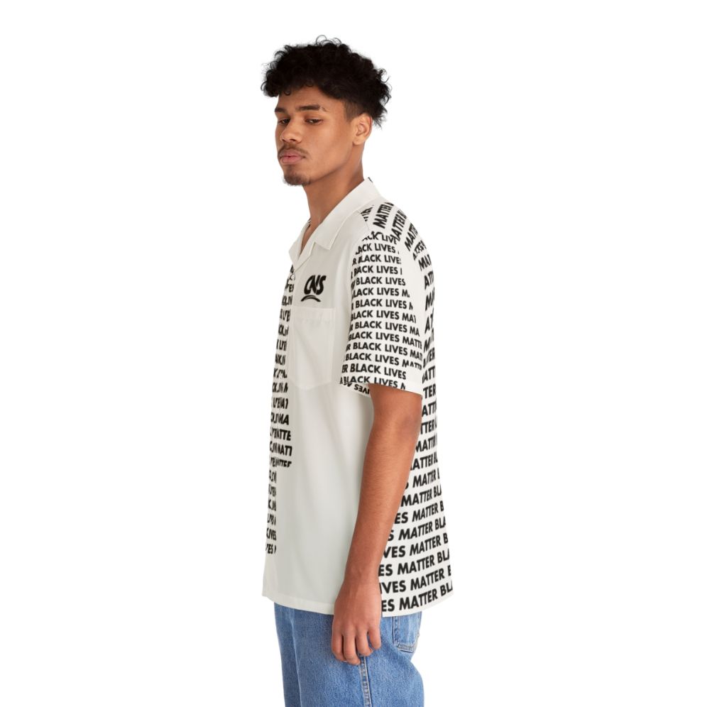 Black Lives Matter (BLM) white Hawaiian shirt - People Left