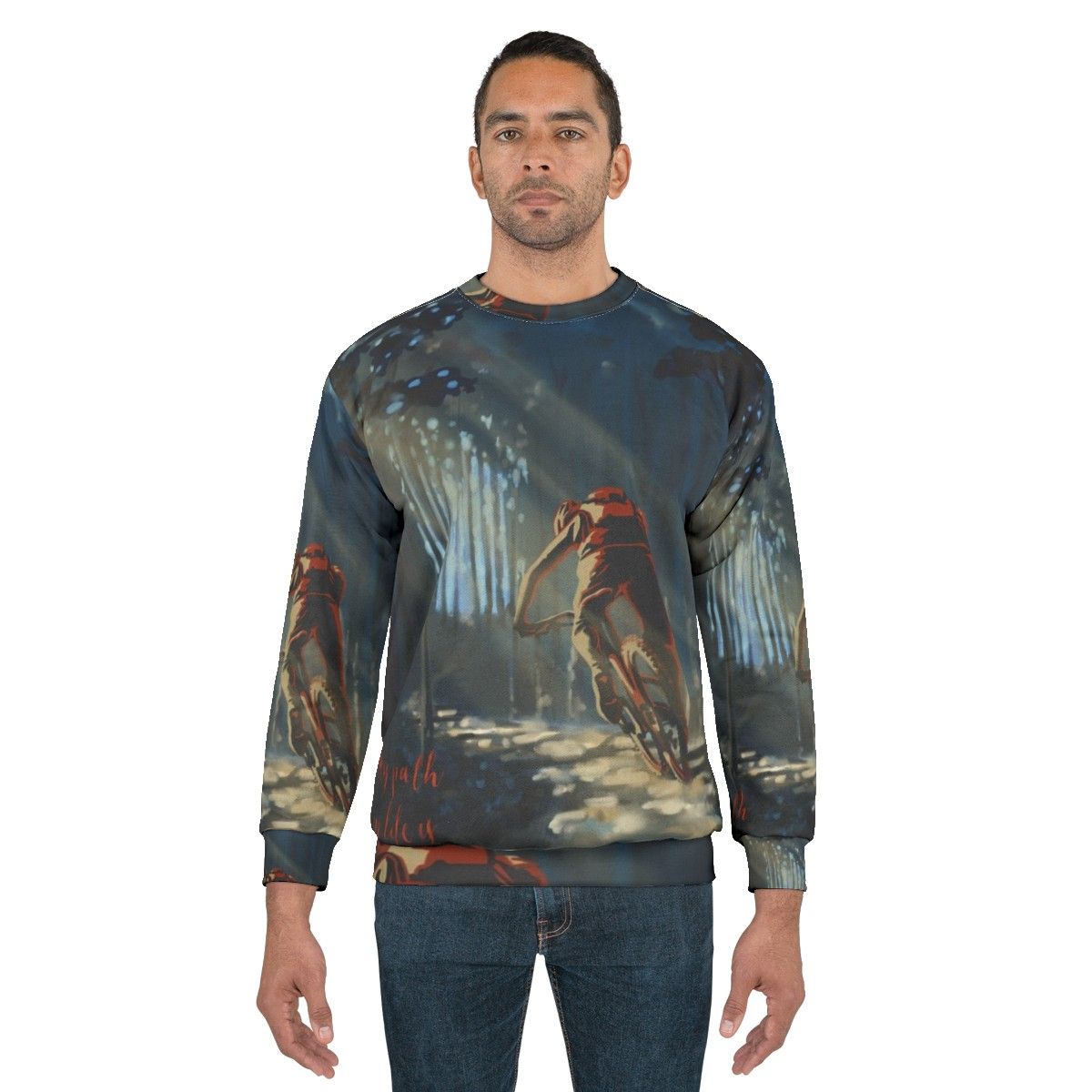 Outdoor adventure cycling sweatshirt with nature landscape design - men