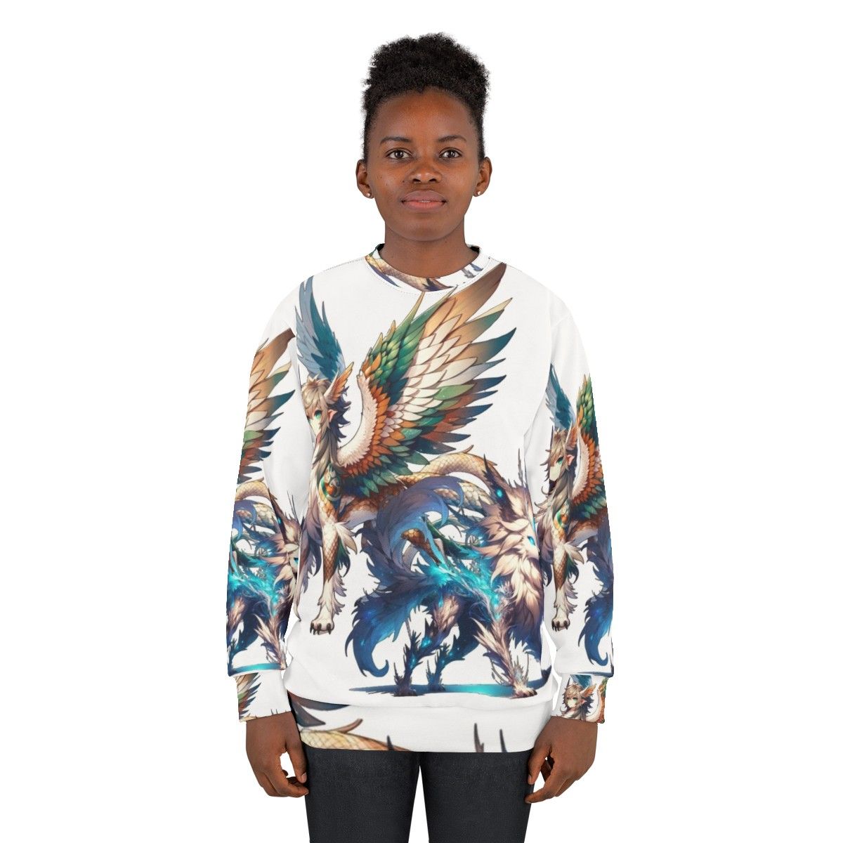 Sweatshirt featuring legendary animals and mythological creatures - women