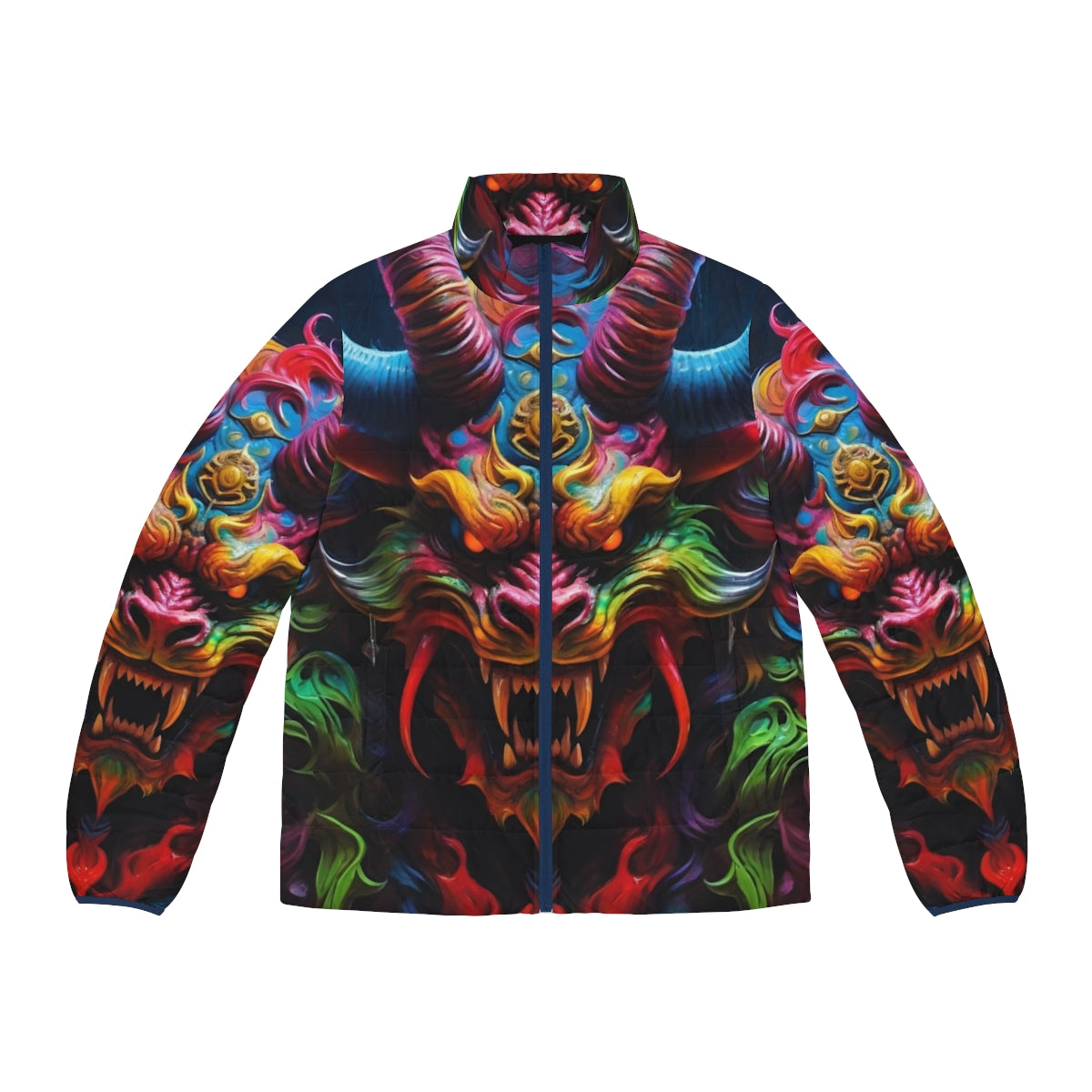 Demon Dragon Japanese Horror Puffer Jacket