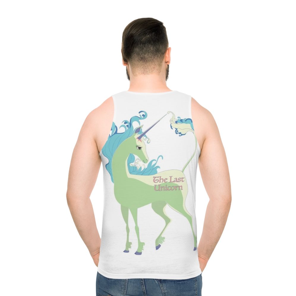 The Last Unicorn' unisex green unicorn tank top - men back