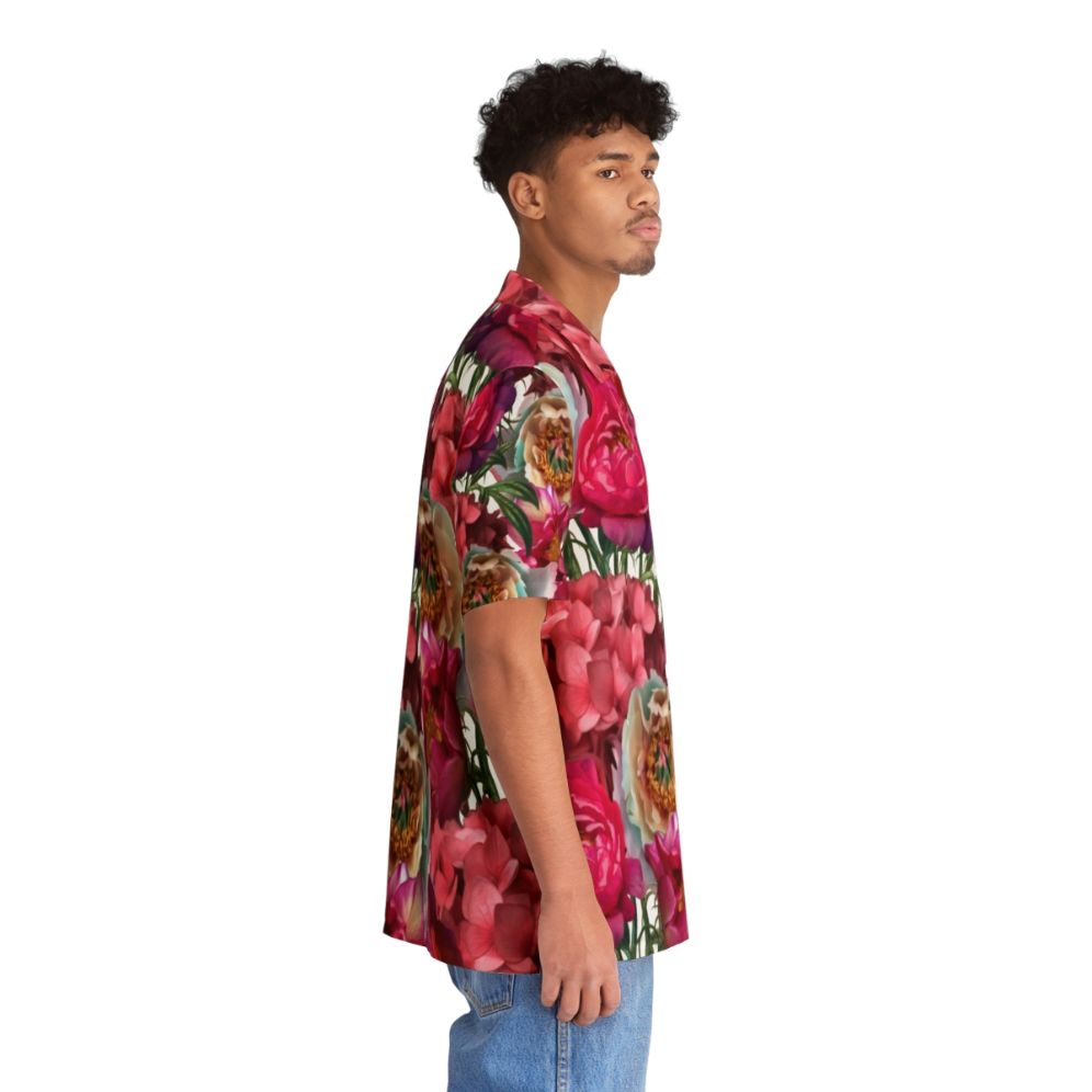 vibrant flower garden hawaiian shirt tropical floral design - People Pight