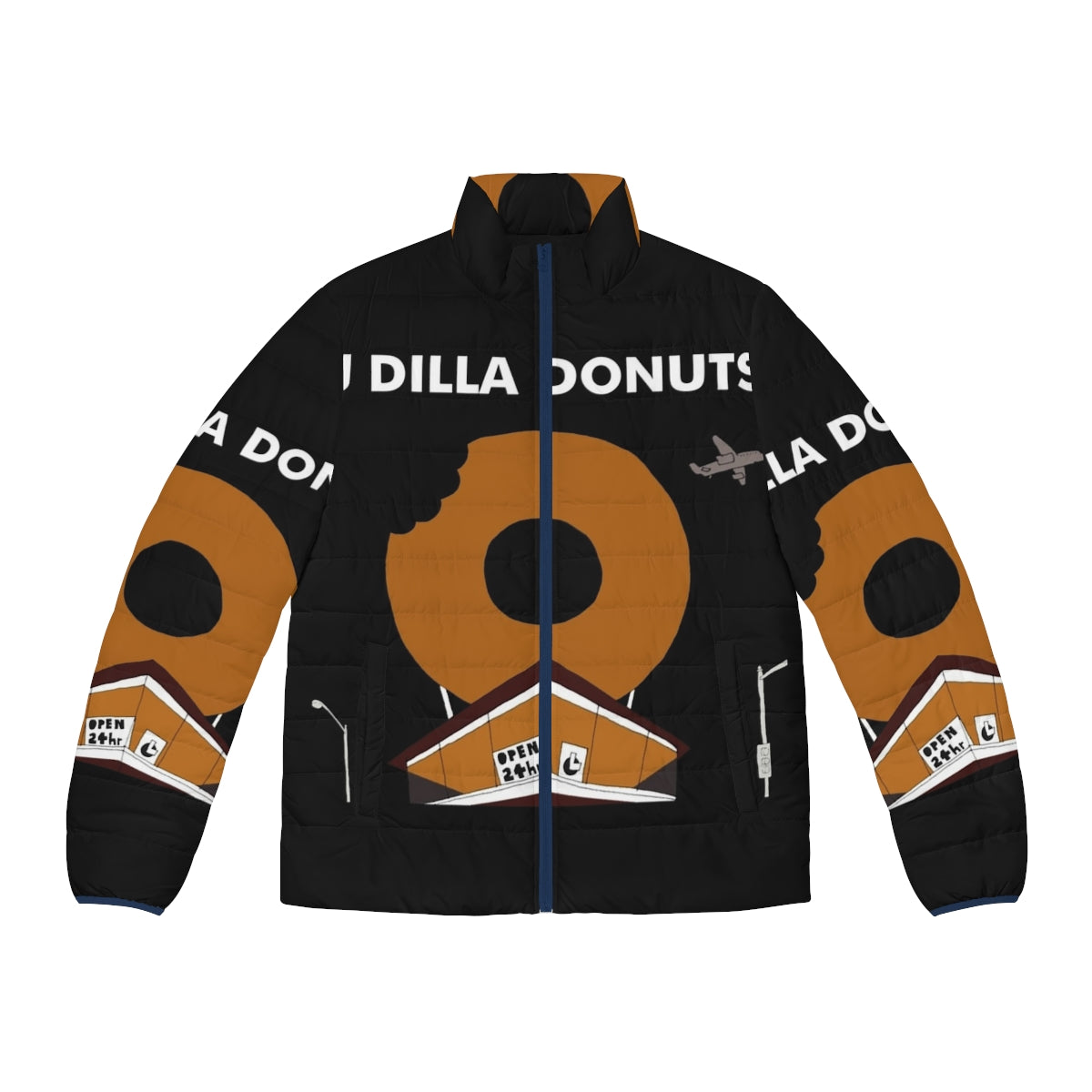 J Dilla Puffer Jacket with Donuts Graphic