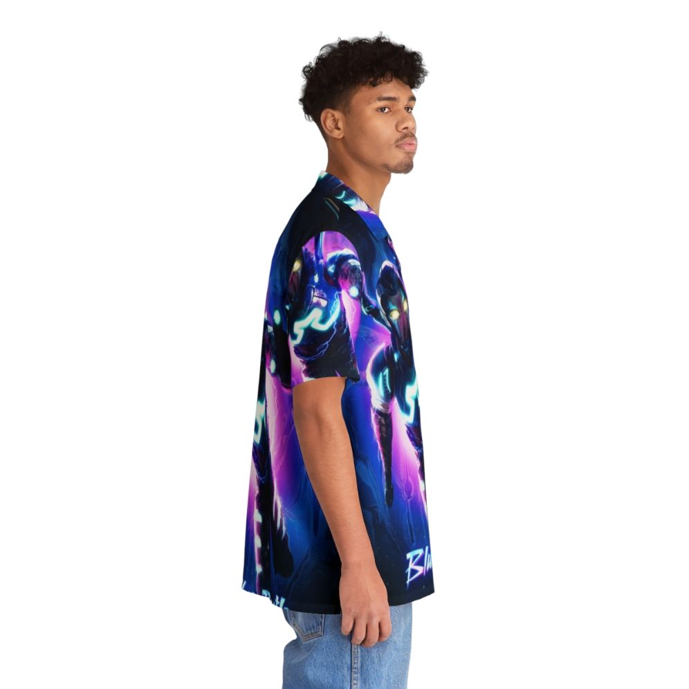 Blue Beetle Hawaiian Shirt with Young Superhero Design - People Pight