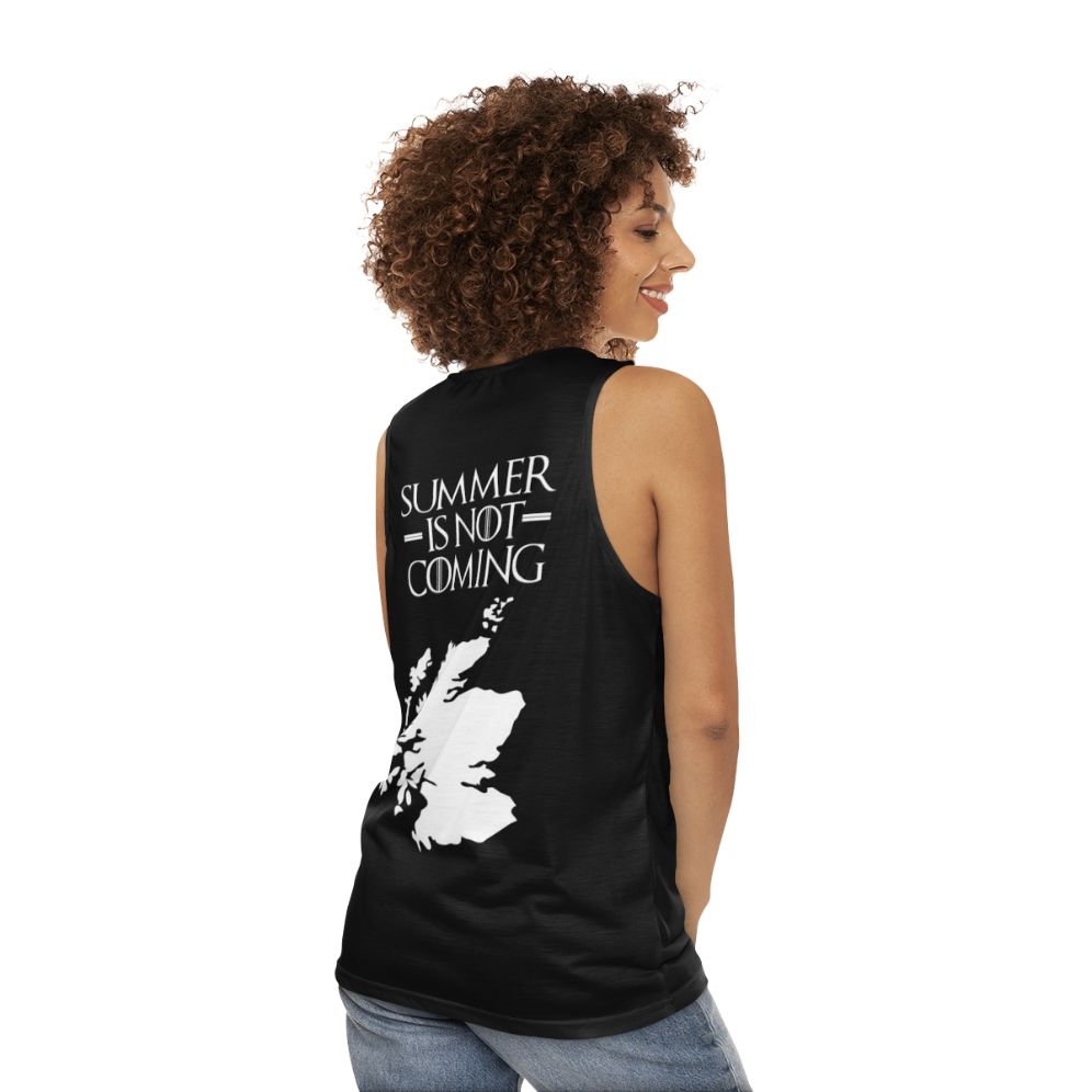 Summer Is Not Coming Scotland White Text Unisex Tank Top - women back