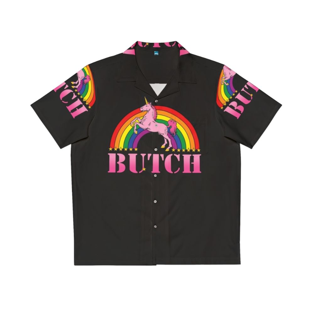 Butch Hawaiian Shirt with Pride Colors