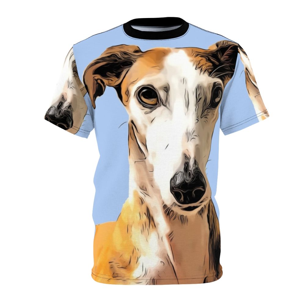 Minimalist abstract grey hound graphic on a high-quality t-shirt