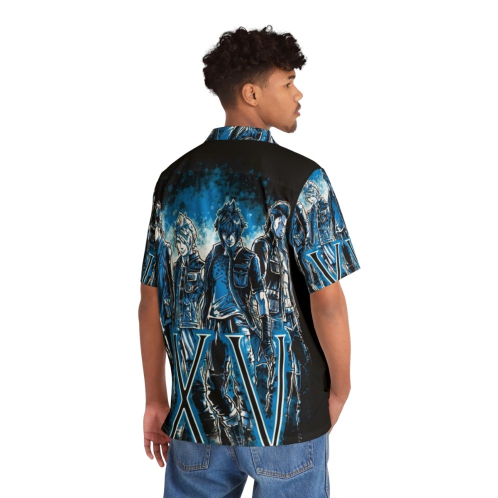 Final Fantasy XV Hawaiian Shirt with Chocobo and Videogame Motifs - People Back