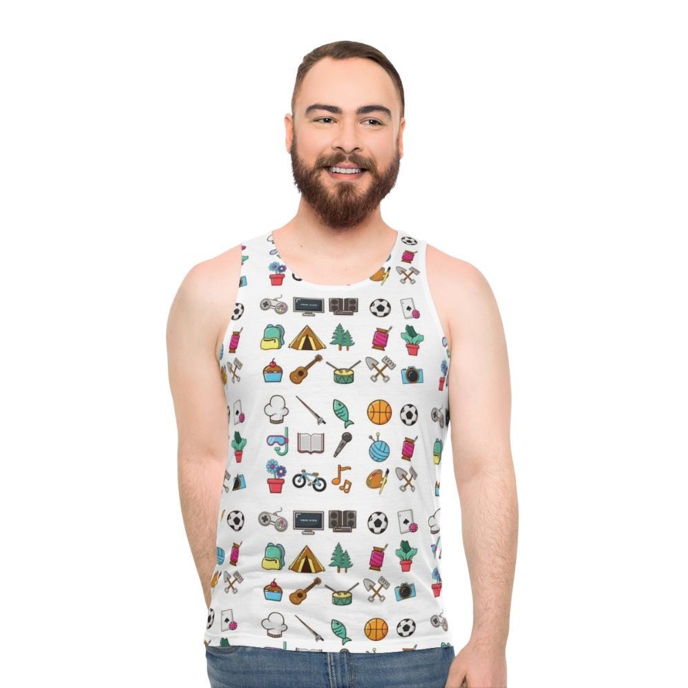 Hobbies sticker pack unisex tank top - men