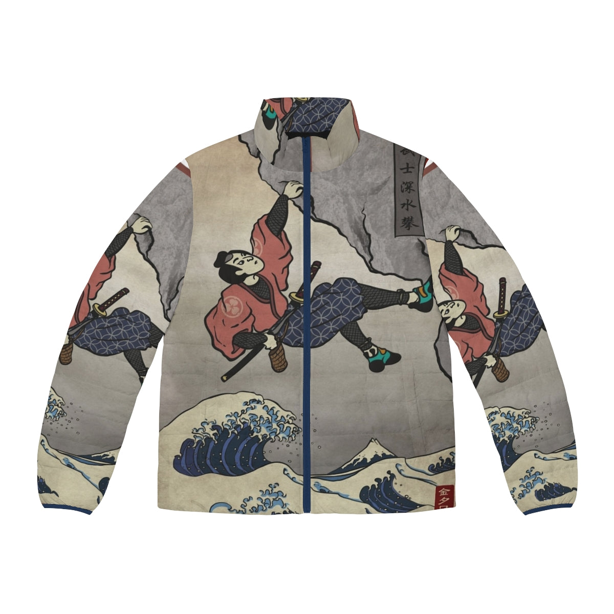 Samurai-inspired climbing puffer jacket for deep water soloing