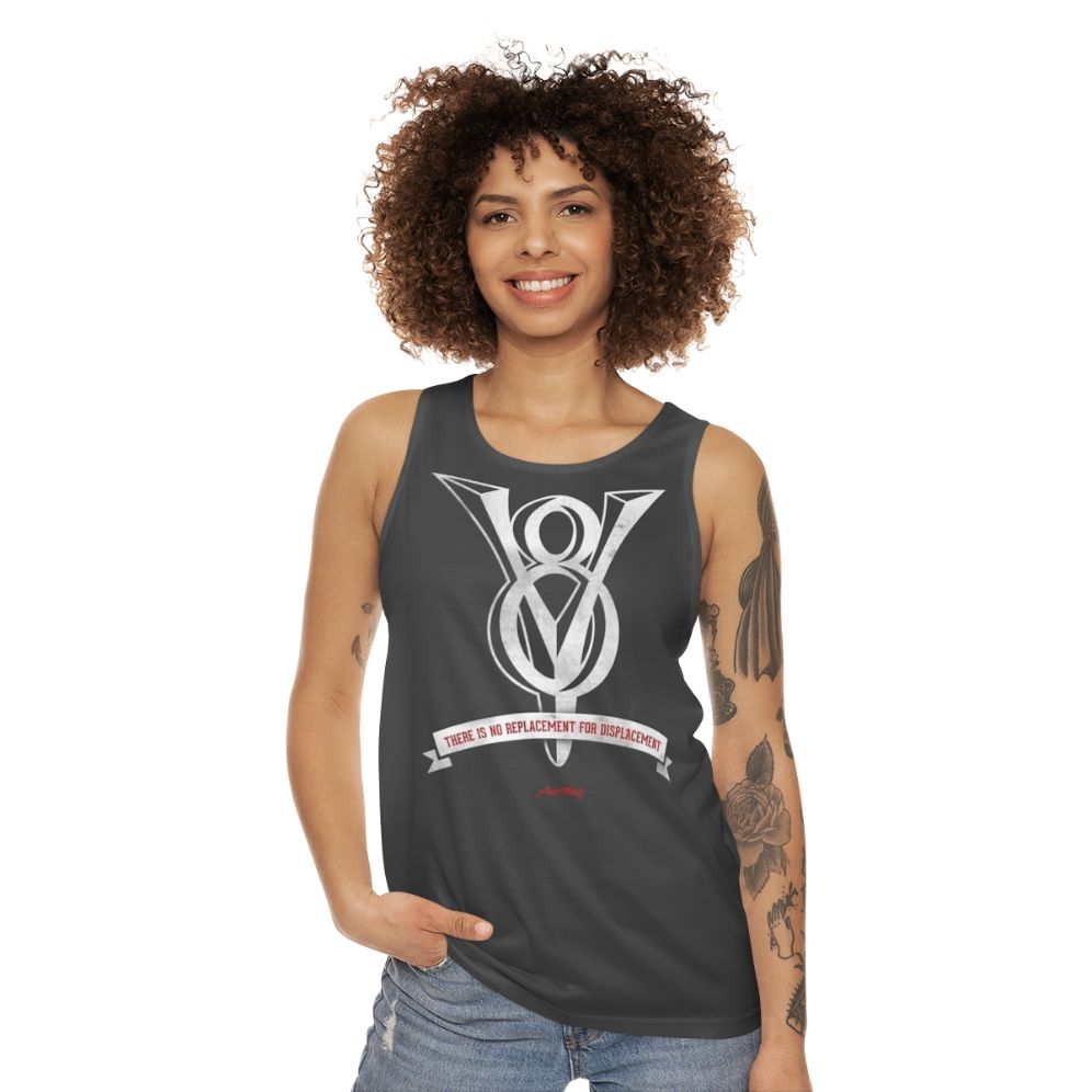 Unisex tank top with "No Replacement For Displacement" design - women