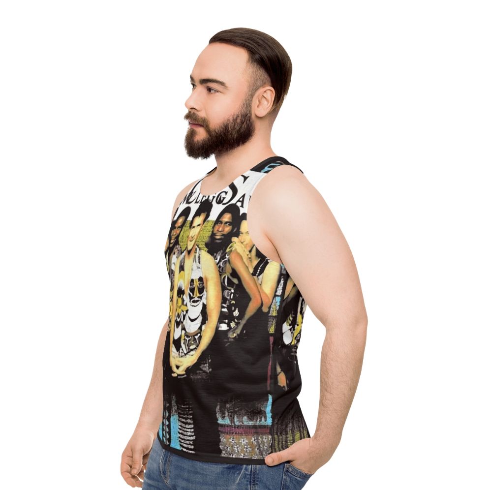 Unisex 90s grunge tank top with Johnny Clegg and Savuka design - men side