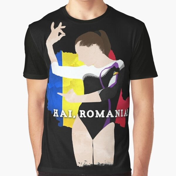 "HAI, ROMANIA!" Graphic T-Shirt featuring Romanian gymnastics and the gymternet community