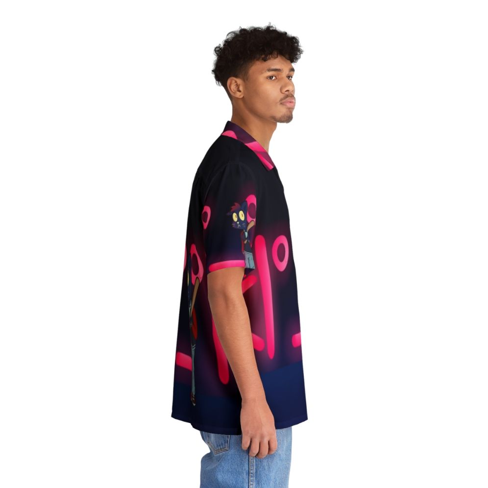 Caravan Springs Lone Mae Hawaiian Shirt with Neon Pink Glowing Midnight Design - People Pight