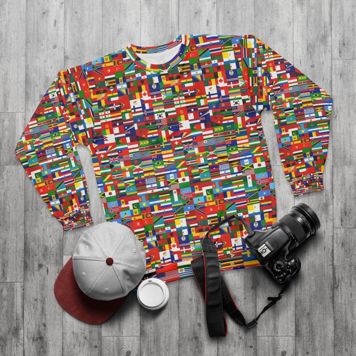 Flags of the World Graphic Sweatshirt - flat lay