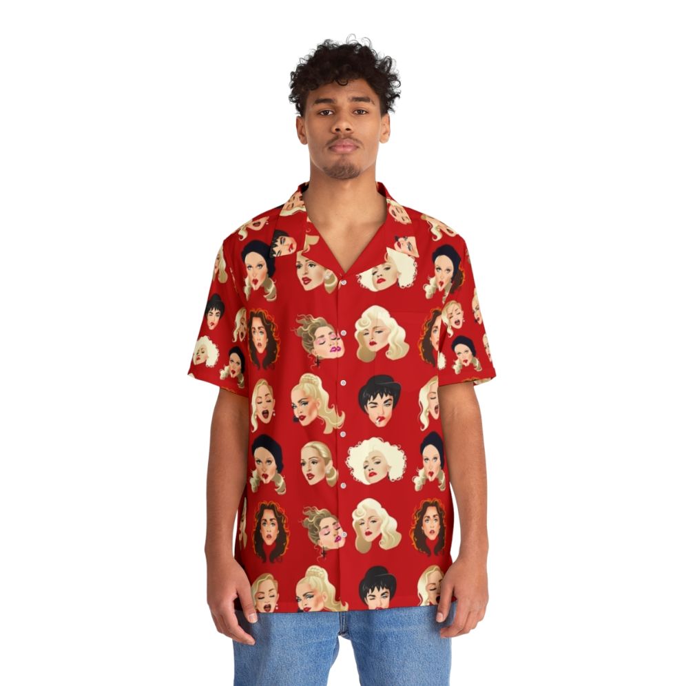 Faces of Madge Hawaiian Shirt featuring Alejandro Mogolloart's music diva artwork - People Front