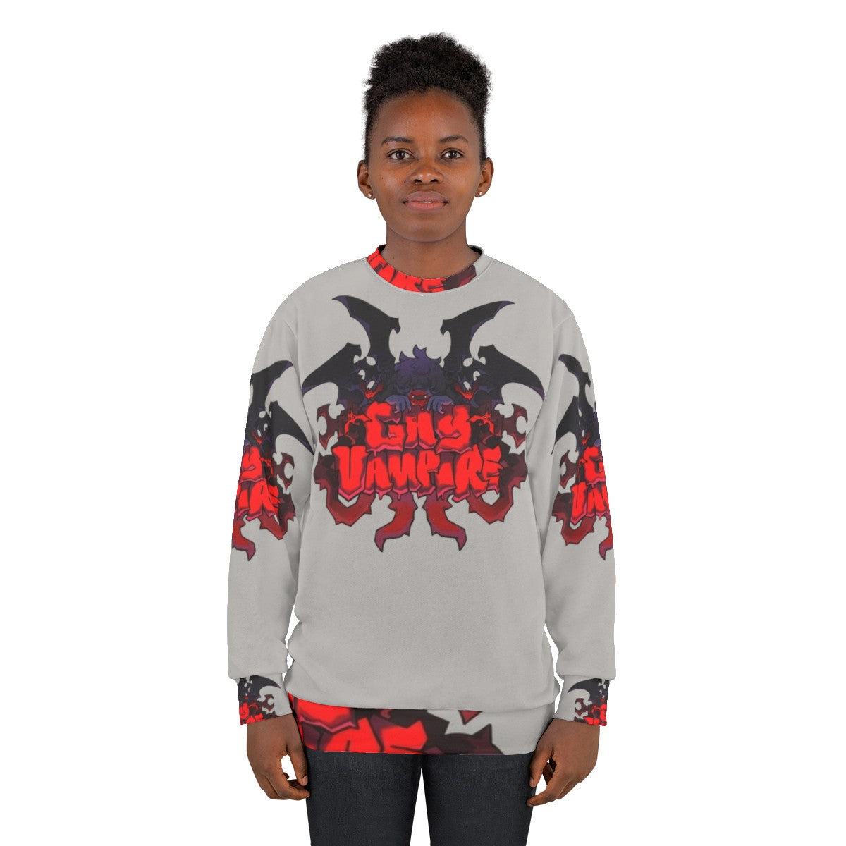 Spooky gay vampire sweatshirt with gothic design - women