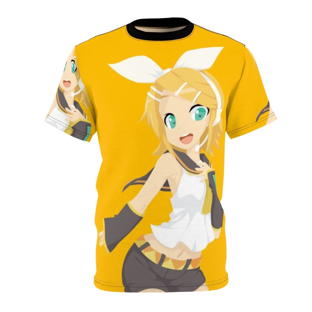 Stylized illustration of Kagamine Rin on a high-quality t-shirt