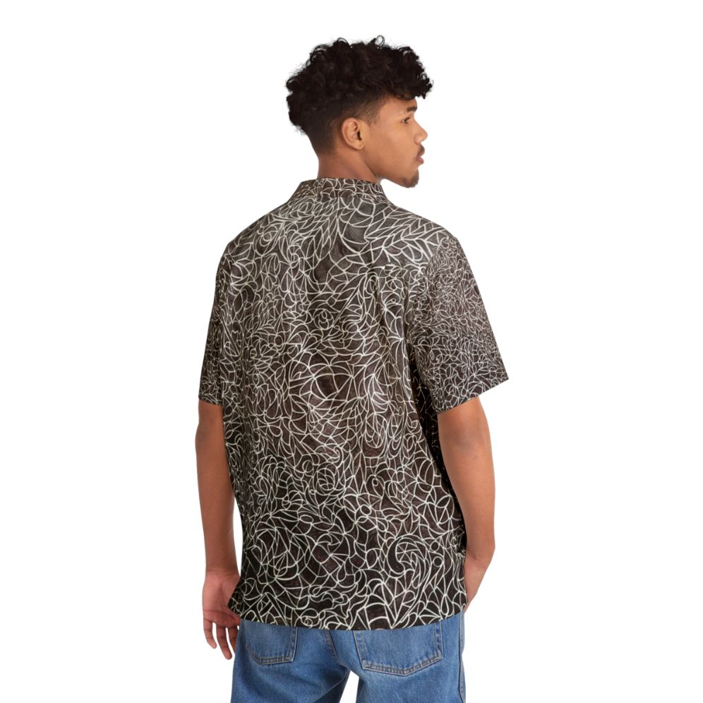 Music Maze Black and White Hawaiian Shirt featuring musical notes and symbols - People Back