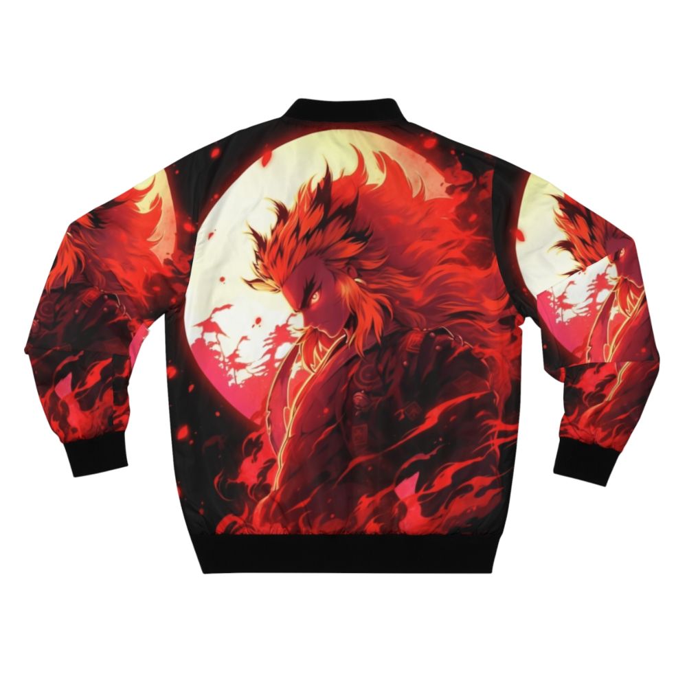 Flame Slayer Demon Slayer Bomber Jacket featuring fire and smoke design - Back