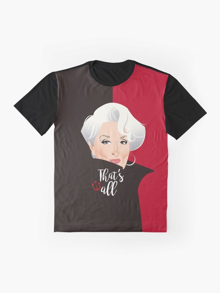 Meryl Streep as Miranda Priestly in the movie 'The Devil Wears Prada' graphic t-shirt - Flat lay