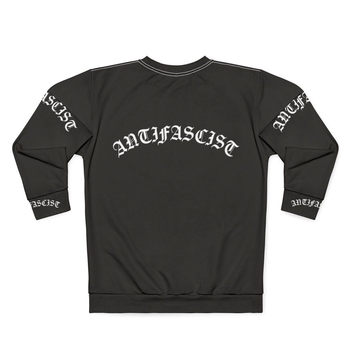 Antifascist gothic text sweatshirt with progressive and leftist design - Back