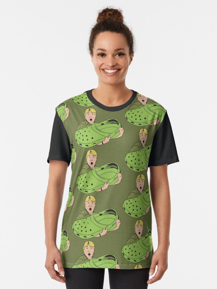 Funny parody graphic t-shirt featuring a crocodile design for croc hunters - Women