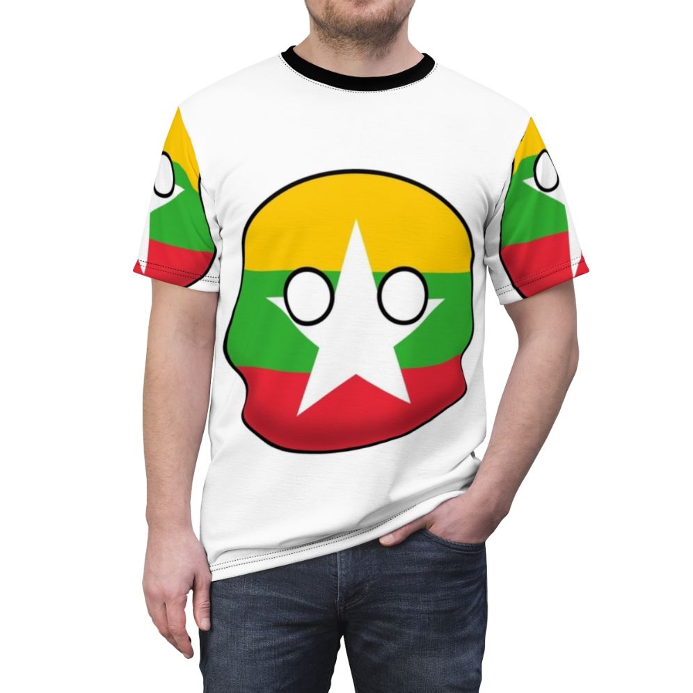 Myanmar Countryball Design Printed on a High-Quality T-Shirt - men front