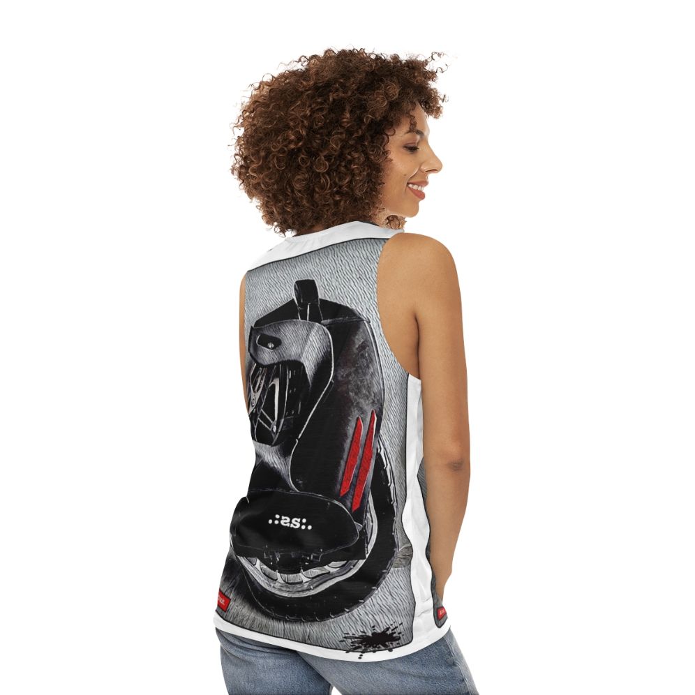 Unisex portrait design tank top - women back