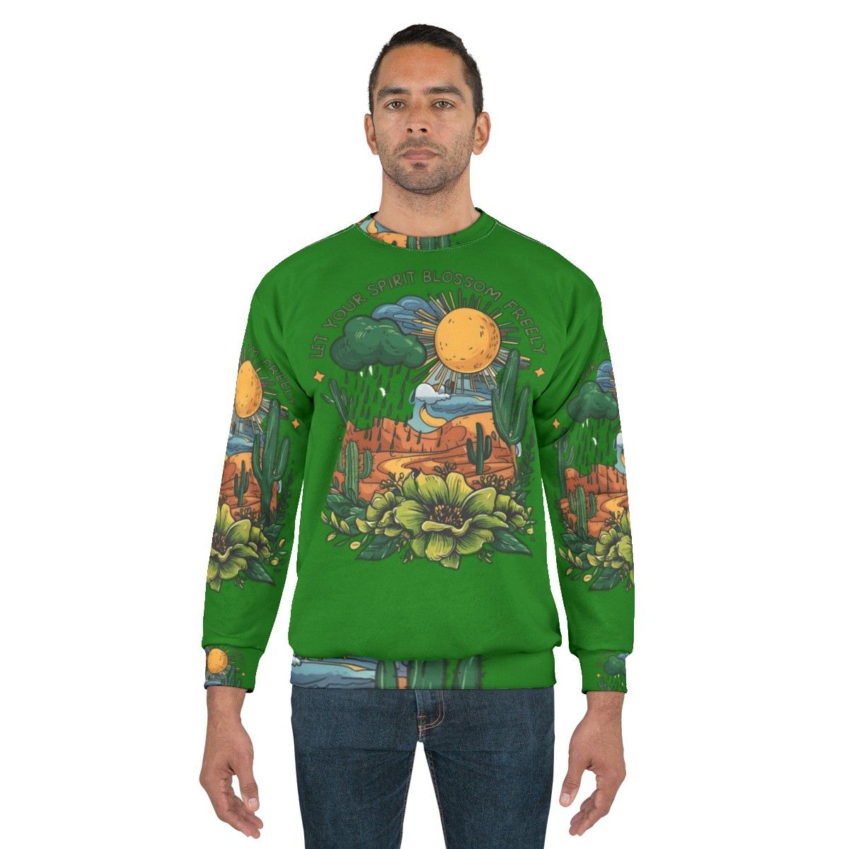 Floral nature blossoms sweatshirt - men