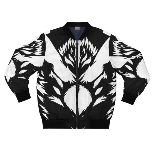 Sergal graphic print on a black bomber jacket